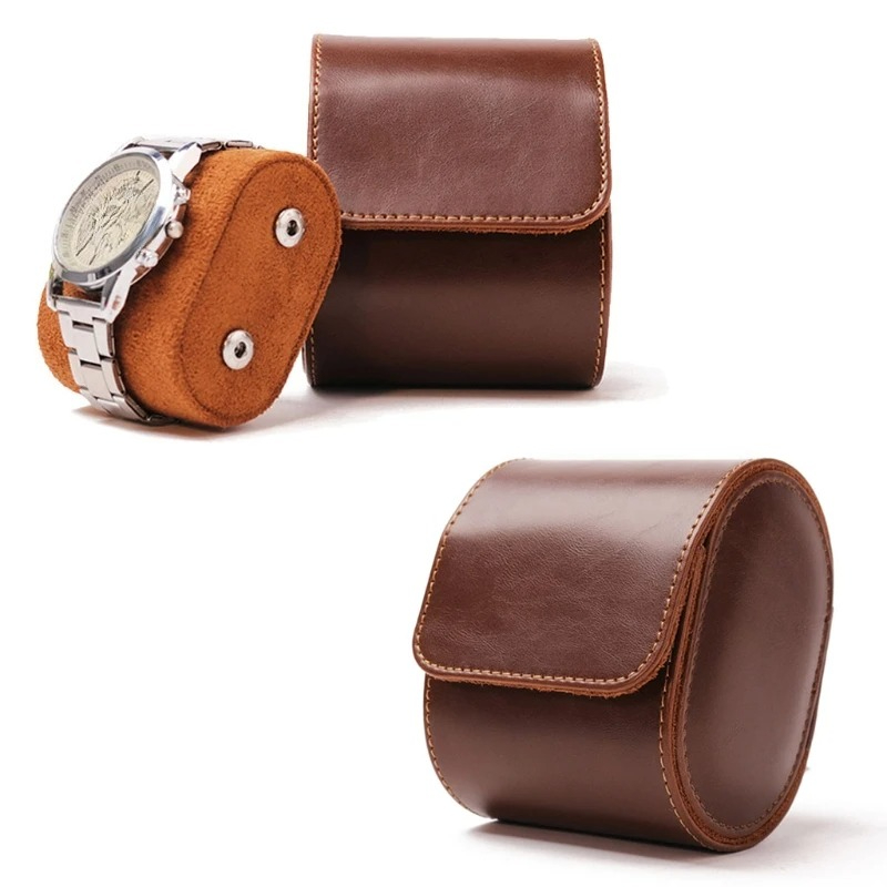 Luxury Watch Case Travel - Lüks Kahverengi Renk Taşınabilir Mekanik Saat