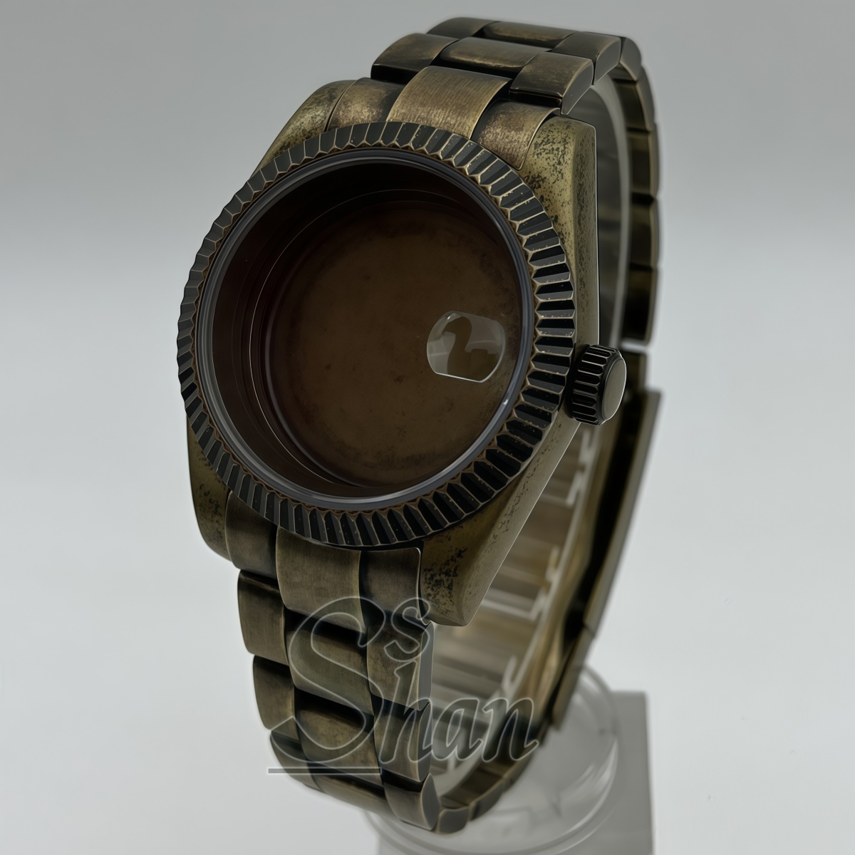 Bronze Case Watch - 39MM Bronz Tonlu Yivli Saat Kasası