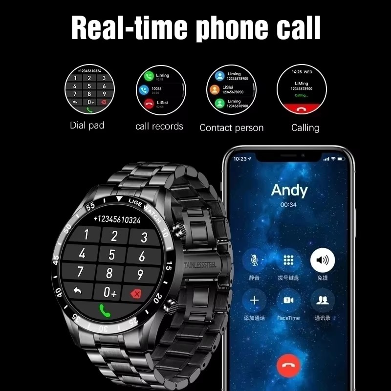 LIGE Yeni Bluetooth Çağrı Akıl - Luxury Watch Arabic incelemesi ve fiyatı