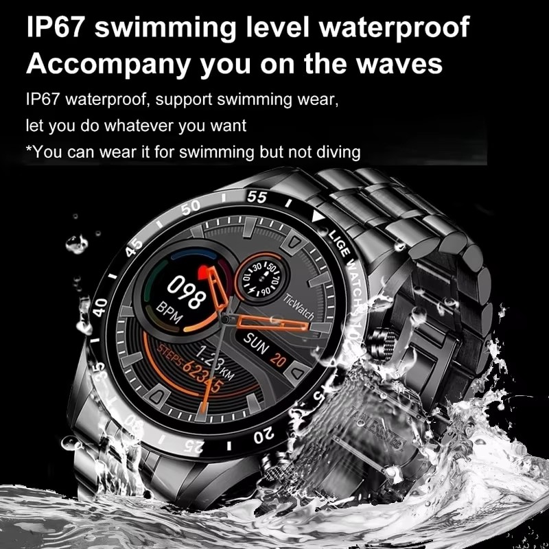 LIGE Yeni Bluetooth Çağrı Akıl - Luxury Watch Arabic incelemesi ve fiyatı